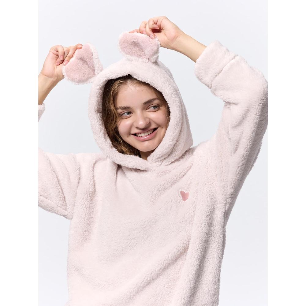 

GU by Uniqlo Комплект с капюшоном Marshmallow Feel с длинным рукавом и принтом «Сердце» 10 PINK/XS