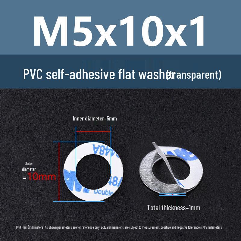 Yigu Transparent PVC Gasket Adhesive Flat Washer – Plastic Round Ring Adhesive Screws, M2M3M5, Single-Sided.