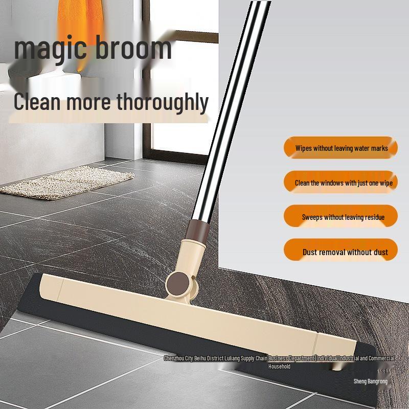 Multi-Purpose Bathroom & Floor Mop and Scraper for Hair and Water