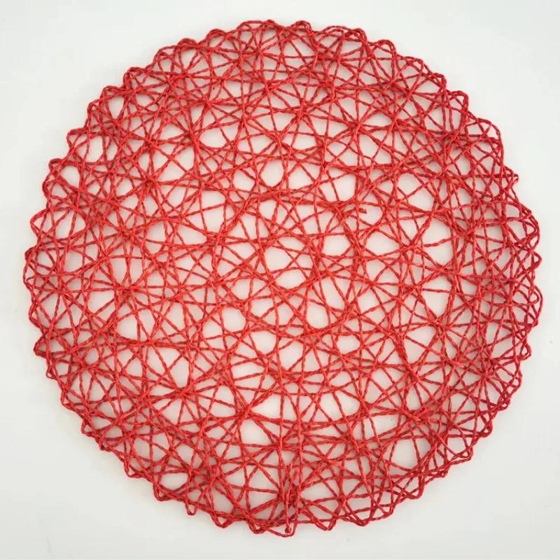 Crochet knitting Round Woven Place Mats Paper Fiber Table Placemats Hollow Decorative Placemat Dinning Place Mats Decor for Home