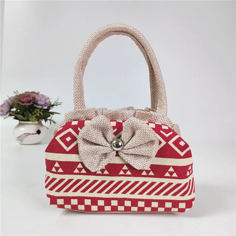 

WTEMPO Mini Ethnic-style Mom s Grocery Shopping Bags Hand-held Small Canvas Bags Casual Shopping Bags Coin Purse 1pc красный