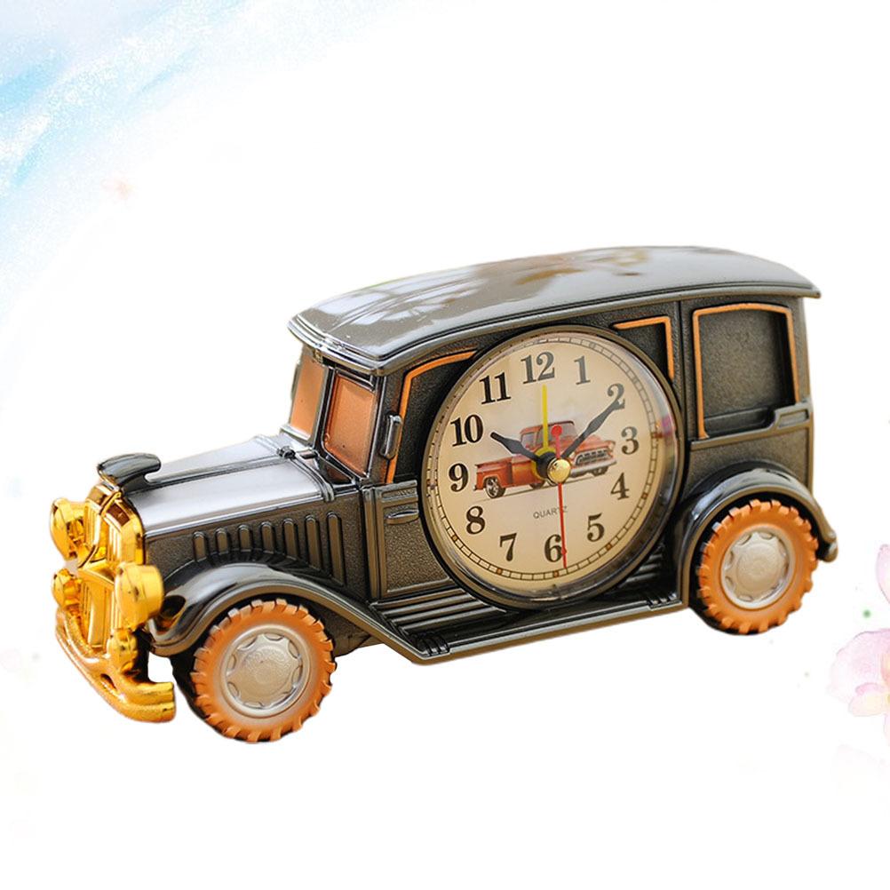 1Pcs Vintage Car Alarm Clock Creative Design Material Silent Precise Time Display Tabletop Room Decor Silver