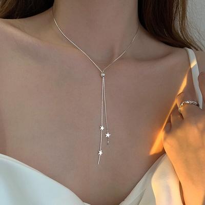 925 Sterling Silver Star Adjustable Necklace Luxury Premium Women Pendent Necklace Party Gifts