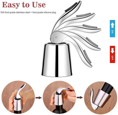 Bouchon de Bouteille de Vin Rouge en Acier Inoxydable Bouchon d'Étanchéité de Conservation du Vin Bouchon de Bouteille Réutilisable Sous Vide Anti-fuite Outils de Cuisine Bar