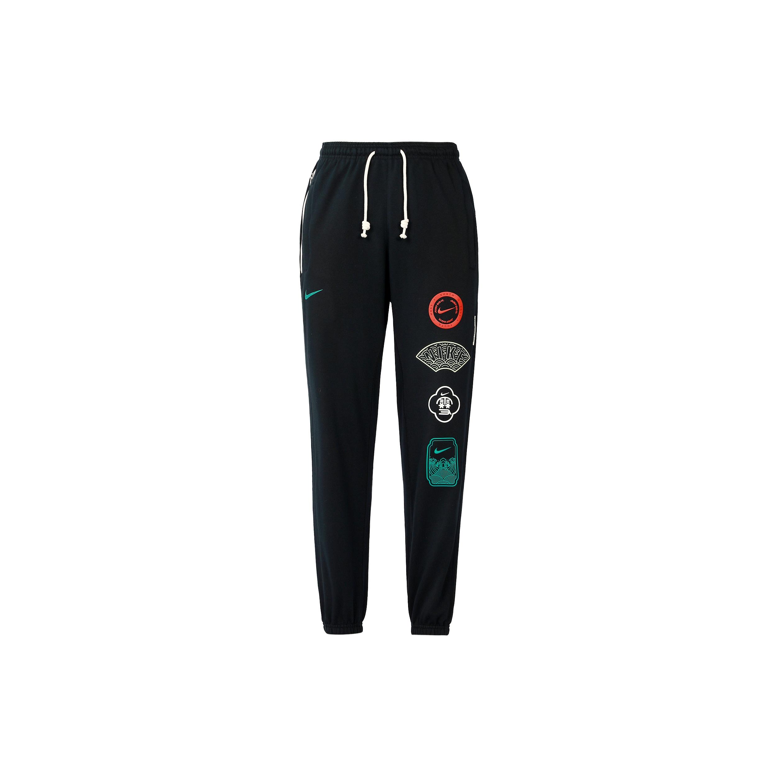 Men s Nike Pattern Printing Lacing Casual Bundle Feet Sports Pants/Trousers/Joggers Black DR6405-010 L