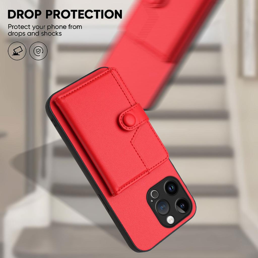 For iPhone 15 Pro Max Case RFID Blocking Card Holder Kickstand TPU + PU Leather Phone Back Cover