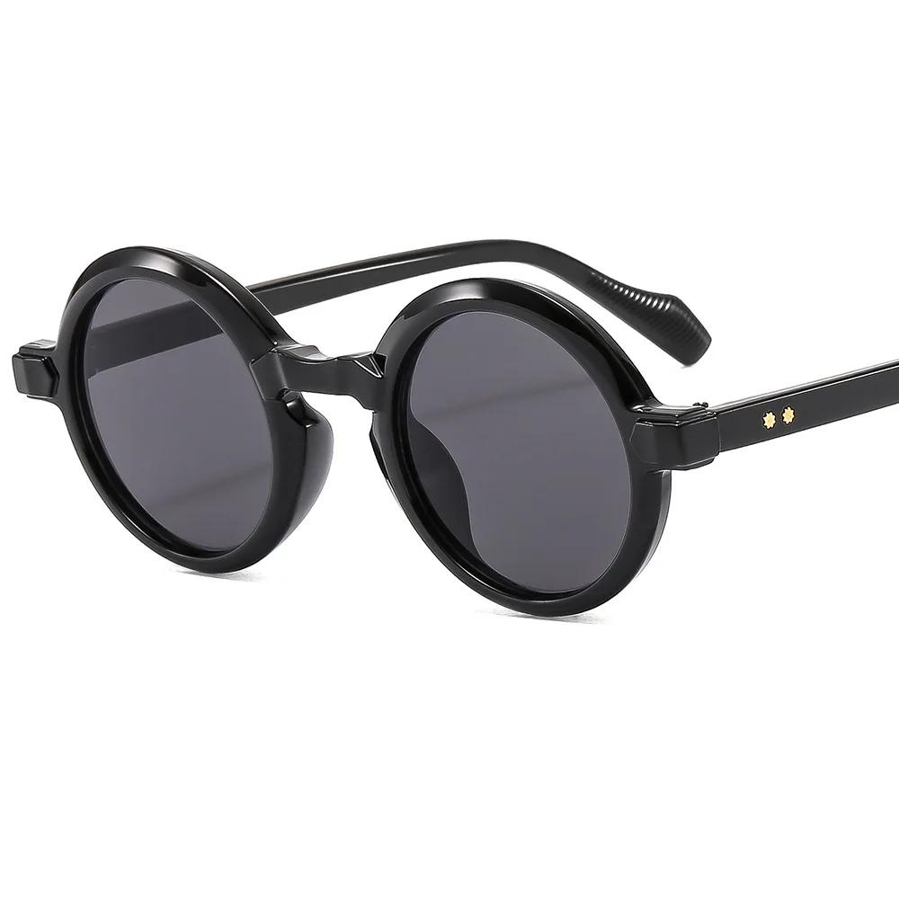 Retro Round Punk Women Sunglasses Fashion Double Color Gradient Purple Shades Men Rivets Sun Glasses UV400