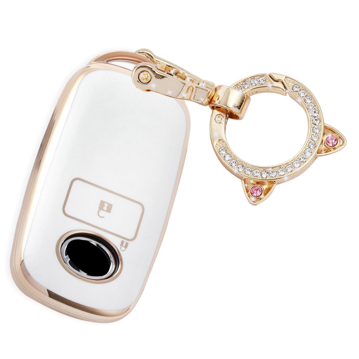 

Чехол для ключей для автомобилей Daihatsu Toyota Совместим с Yota Daihatsu New Tanto TANTO LA650S Милый чехол для ключей с кошачьими ушками Rise, Roomy, Rocky, Taft, Custom, белый