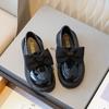 Black Girls Loafers Cute Fashion Simple Bow  Cute Kids UK Uniform School Shoes Breatheable Spring  Non-slip PU