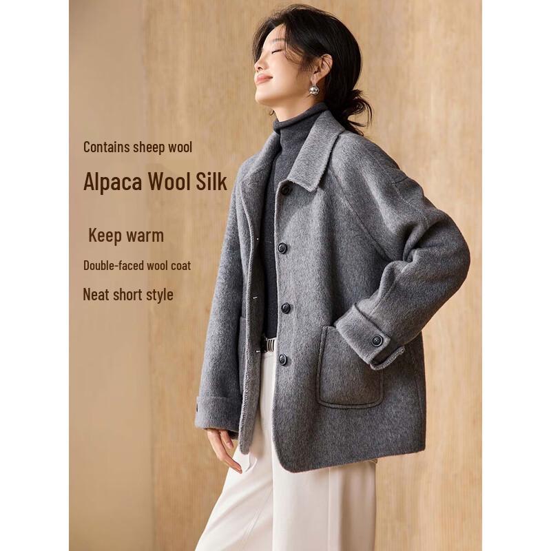 Women's Alpaca Wool Blend Double-Faced Winter Coat