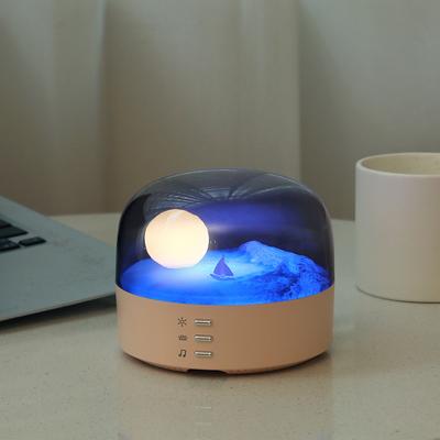 Alto-falante compatível com Bluetooth, luz noturna, lâmpada lunar criativa multifuncional, luz ambiente musical regulável para decoração de quarto