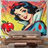 Landscape Wall Tapestry Pop-Art Snow White Holding Red Apple, Halftone Dots Retro, Wide Decor for Adult Fan Collector