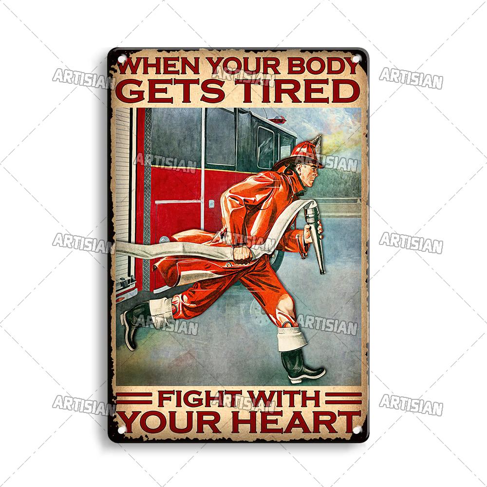Artisian Firefighter Metal Sign Fireman Vintage Tin Plaque Retro Decorative Poster Wall Decor Garage Bar Pub Club Hotel Cafe