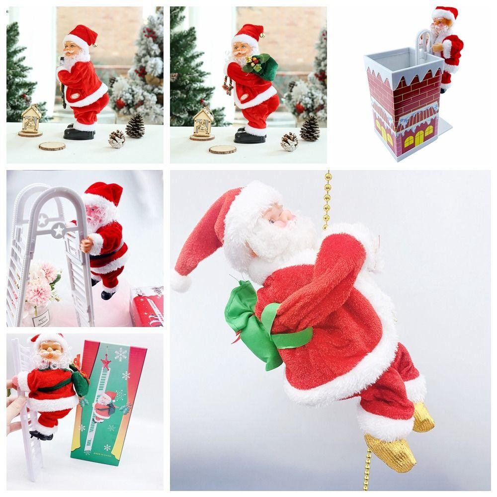 Chimney Santa Claus Climbing Ladder Climb Rop Santa Plush Toy Climbing Santa Claus Doll  Party
