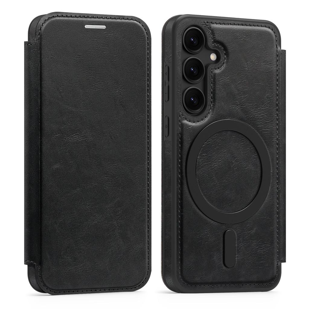 For Samsung Galaxy S24 Magnetic Case RFID Blocking Card Holder Leather Phone Cover