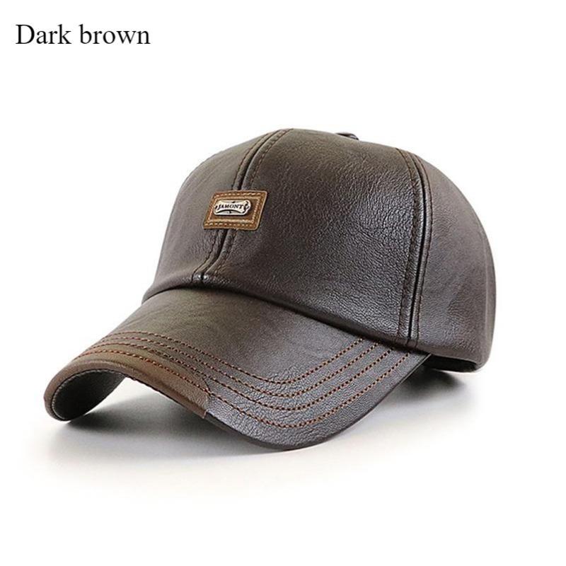 

Осенние и зимние шапки Бейсболка из искусственной кожи Толстая ветрозащитная теплая шапка для людей среднего и пожилого возраста Спортивные шапки для отдыха на открытом воздухе One size темно-коричневого