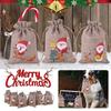 10Pcs Christmas Linen Gift Bag Santa Claus Jewelry Chocolate Candy Storage Gift Bag for Children Christmas Party