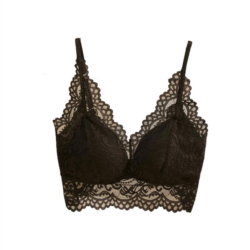 Sexy Spitze Schöner Rücken Wickelbrust Fixierte Latex-Cup Hyaluronsäure Ohne Stahlring Anti-Licht Großer Neckholder-BH Unterwäsche Frauen