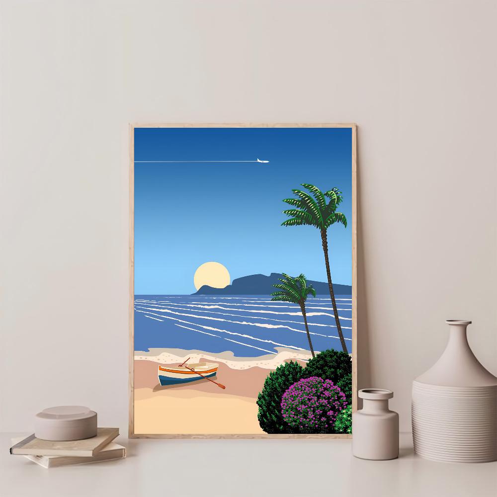 

1 шт. Японский пляжный городской летний плакат Hiroshi Nagai Vaporwave HD постеры для дома, комнаты, бара, кафе, декора, искусства, настенной живописи, картины 21cm×30cm NoFrame