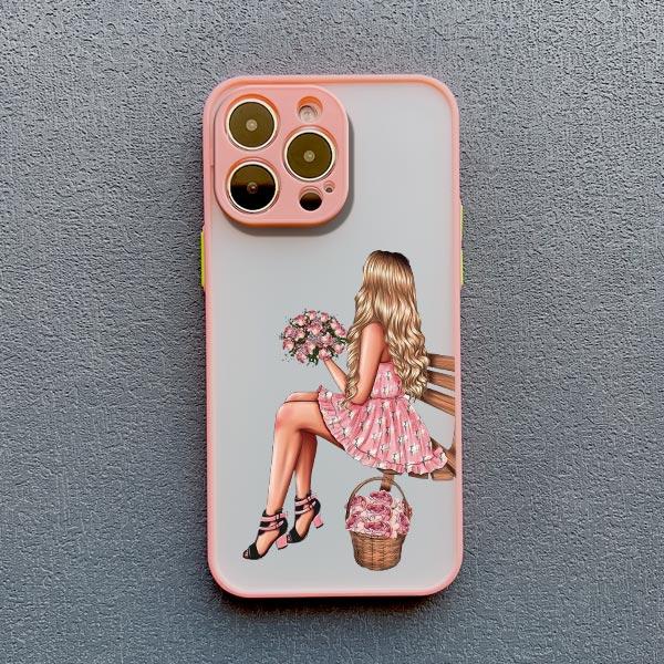 Cute Cartoon Hand Drawn Beautiful Girl Phone Case for Iphone 16 15 14 Pro Max 13 11 12 Mini Pro Max X XR XS 7 8 Plus SE2 Cover