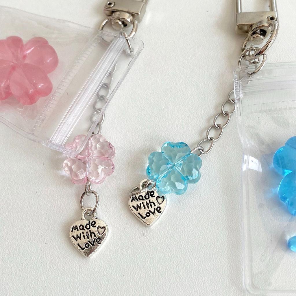 Adorable Four Leaf Clovers Pendant for Bags Or Keys Handmade Keychain Lanyard Phone Strap Stylish Cellphone Decoration