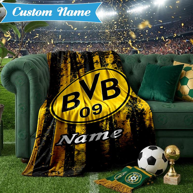 Custom Name BVB Fan Gear Blanket Lightweight Ideal Bedding Blanket Perfect for Travel, Camping, Living Rooms, Sofas, Christmas gift