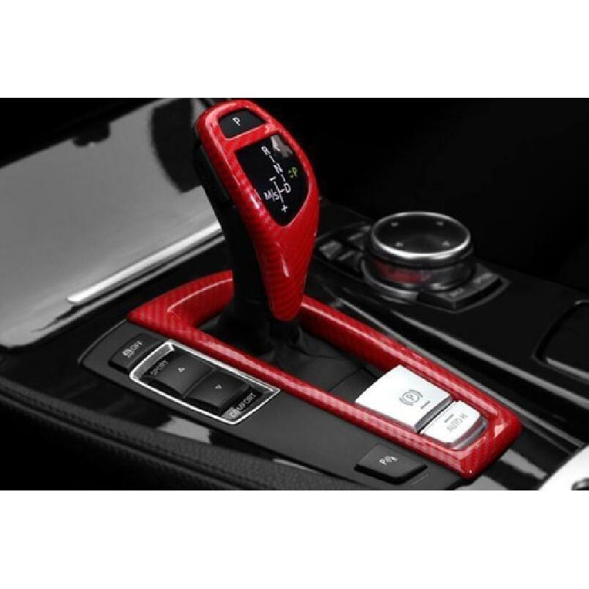 Red Carbon Fiber Middle Console Gear Shift Frame Trim For BMW X3 F25 X4 2011-17