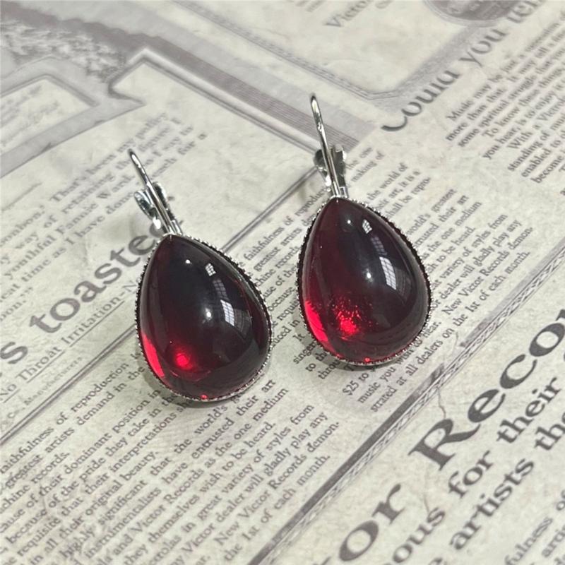 1 Pair Gothic Red Drop Earrings Vintage Punk Drop Earrings For Women Jewelry Birthday Anniversary Gift