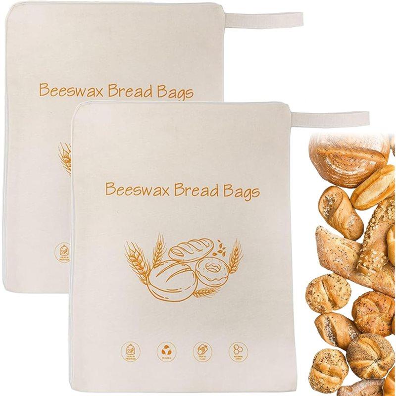 ABBP-Beeswax Lined Reusable Bread Storage Bag, Large Zip-Seal Bread Bag For Homemade & Sourdough Bread, For Bread Freshness