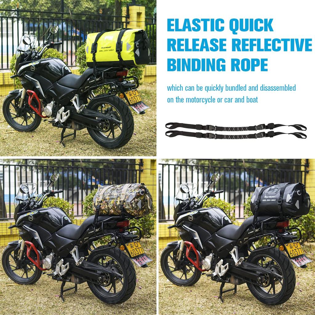 WILD HEART Waterproof Duffel 100L with Welded Seam Shoulder Straps and Binding for Motorcycle Drum Touring Seat and Outdoor Use Bag, 40L, 66L,