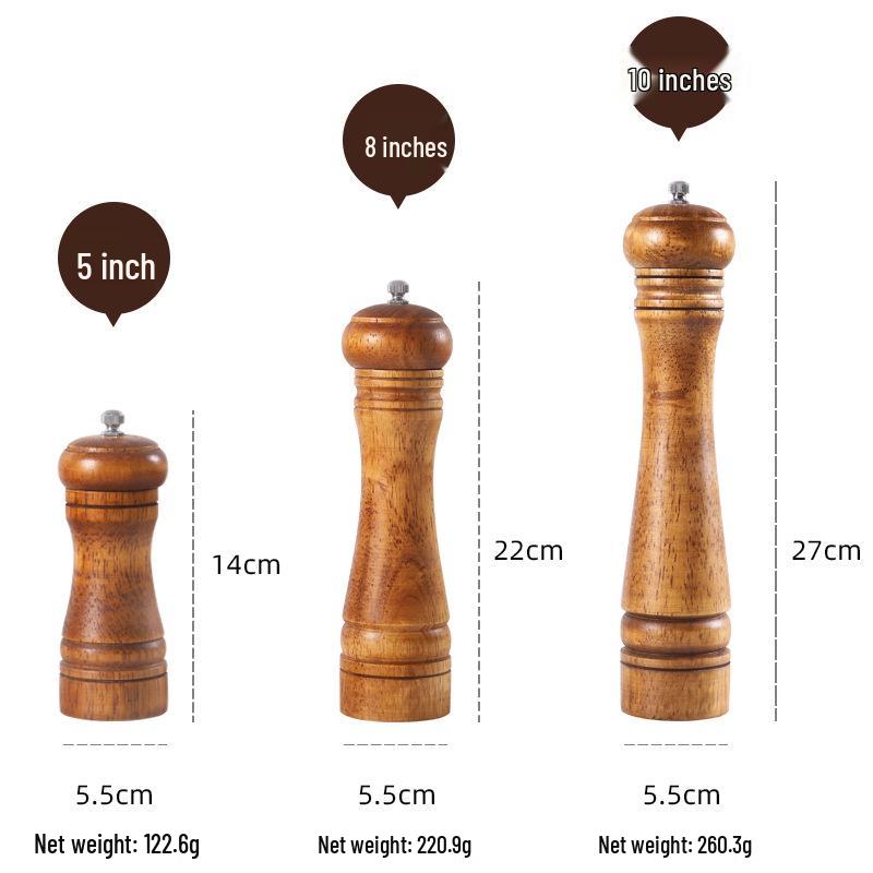 Antique Oak Pepper Grinder: Manual Tool for Peppercorns, Salt & Seasonings.