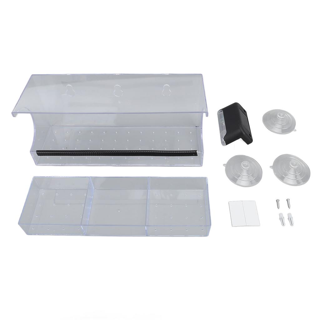 Window Bird Feeder with Solar Powered LED Light Strong Suction Cups Clear Bird Feeder Rectangular