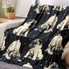 Cute Pug Printed Flannel Blanket for Sofa Sofa Office Bed Camping Trip, Multipurpose Gift Blanket for All Seasons