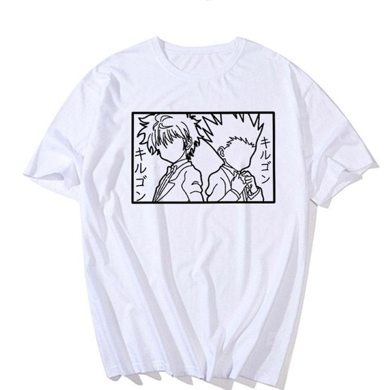 Mote Anime Figur Unik Hunter X Hunter Kurapika Herre T-skjorte Killua Zoldyck Print Harajuku T-skjorte Unisex kortermet Anime T-skjorte