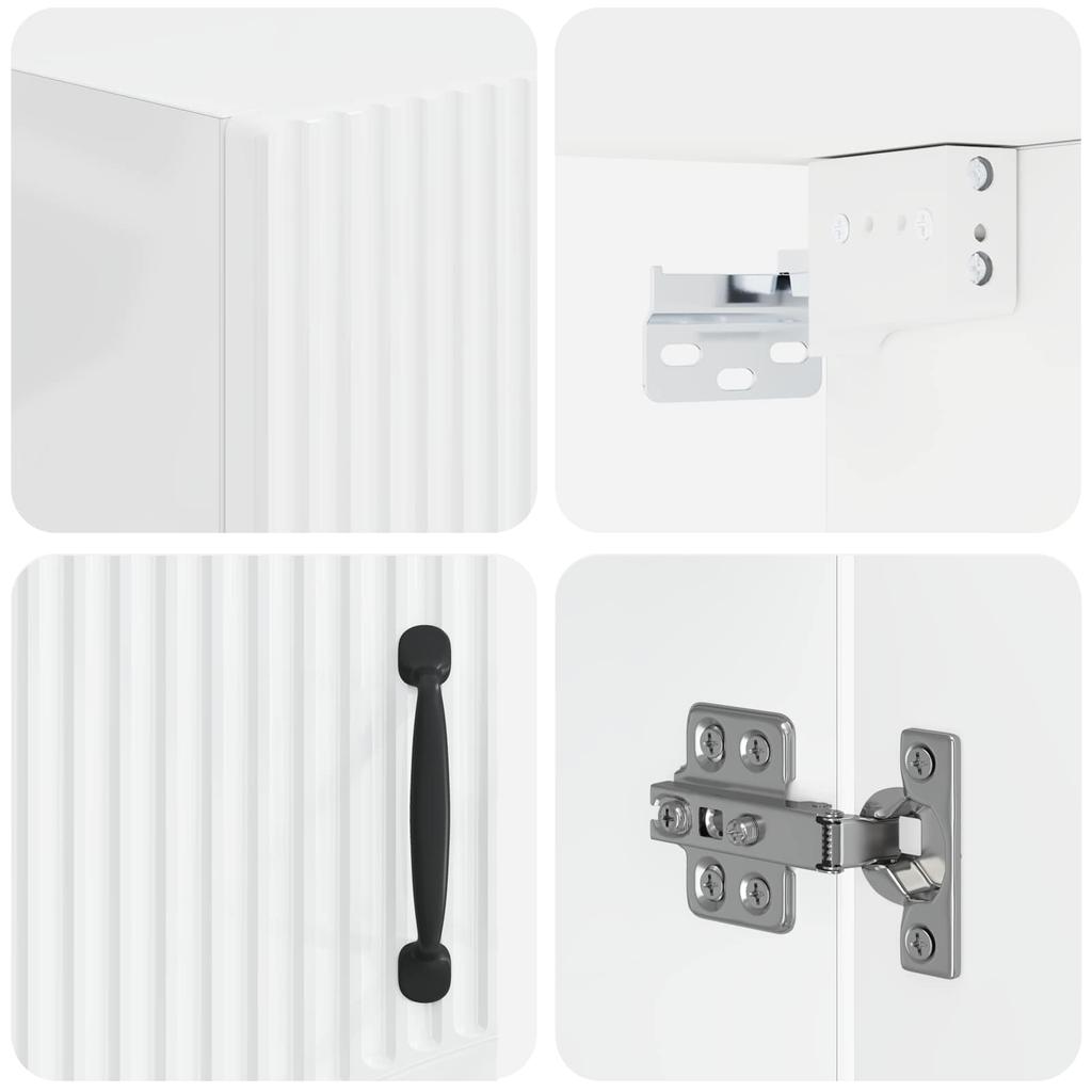 Bathroom Wall Cabinet HOORN High Gloss White 30 X 31 X 59 Cm