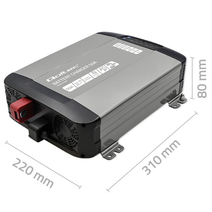 Qoltec Caricabatterie Professionale Intelligente Monolith Per Batterie Lifepo4 Agm Gel Sla | 50A | 12V