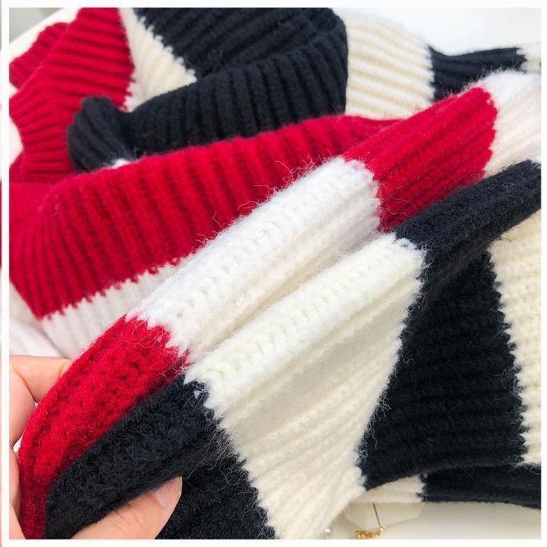 Pullover Pullover Weibliche Frühling und Herbst Streifen Pullover Mode Kontrast Slouchy Pullover Strickwaren Blase Hülse Pullover Top