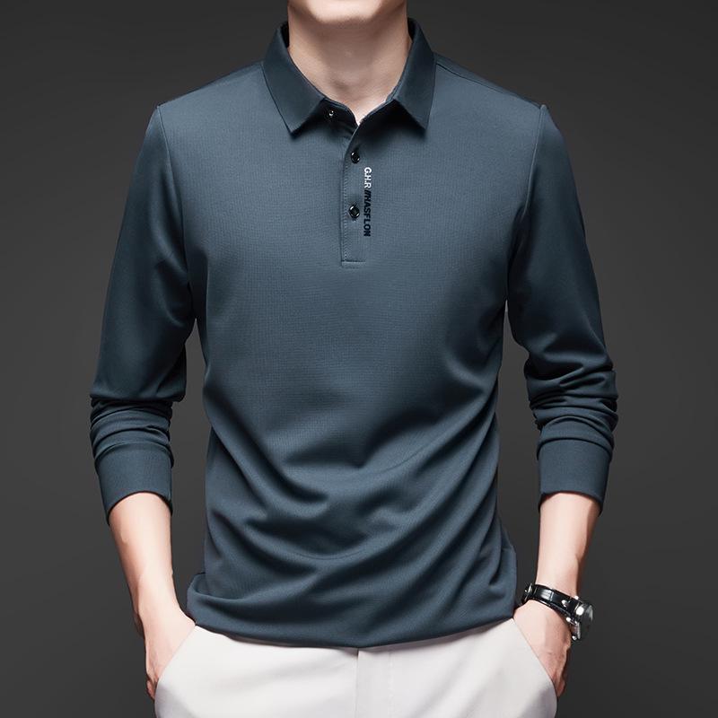 

2024 Autumn Men s Versatile Long-Sleeve Polo Shirt with Fashionable Lapel - Loose Fit for Middle-Aged XXXL