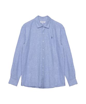 USPOLOASSN Linen Blended Basic Shirt_Blue St