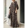 New Leopard Print Print Casual Bubble Long Sleeve Dress