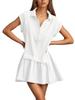 Womens V Neck Sweatshirt Dress Short Sleeve Oversized Patchwork Mini Dress