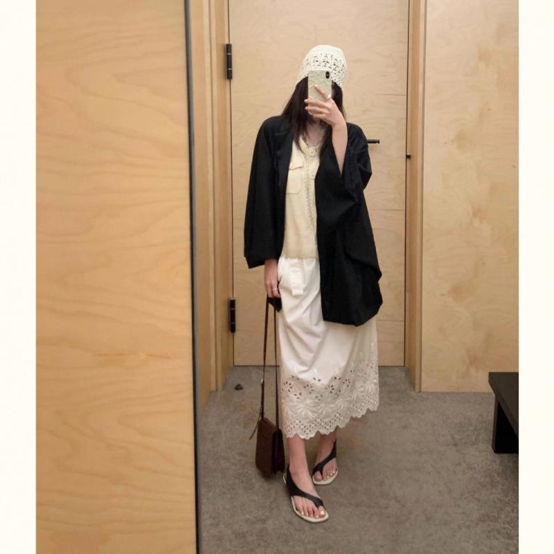 With skirt, toe thick heel herringbone sandals for women's new spring and summer slope heel beach shoes, cool slippers for outer wear