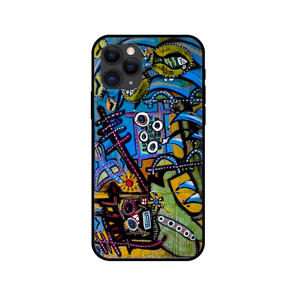 Black Tpu Case for Iphone 5 5s Se 2020 6 6s 7 8 Plus X 10 XR XS 11 12 13 Mini Pro MAX Back Cover Ins Street Graffiti Painting