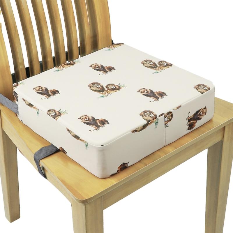 Booster Seat for Dining Table Printed Pattern Kids Booster Seat with Safety Buckles Anti-Slip Bottom Heightening Cushion