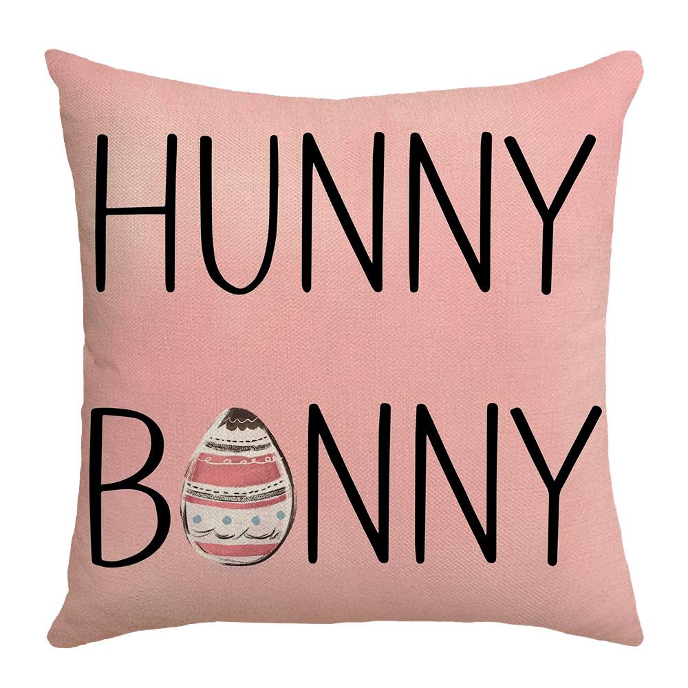 Pink Letter Rabbit Cartoon Cute Pillow Easter Print Cushion Cover Home Sofa Pillow Cover