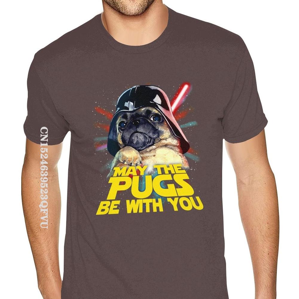 

Футболки с надписью «May The Pugs Be With You» для парней, свободная футболка, мужская готическая футболка в стиле аниме, модная брендовая винтажная футболка XXXL кофейный