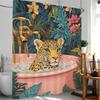 Zebra Shower Curtain, Floral Plants, Fun Leopard Animals ,Bathroom Decorative Shower Curtain, Printed Fabric Home Curtain