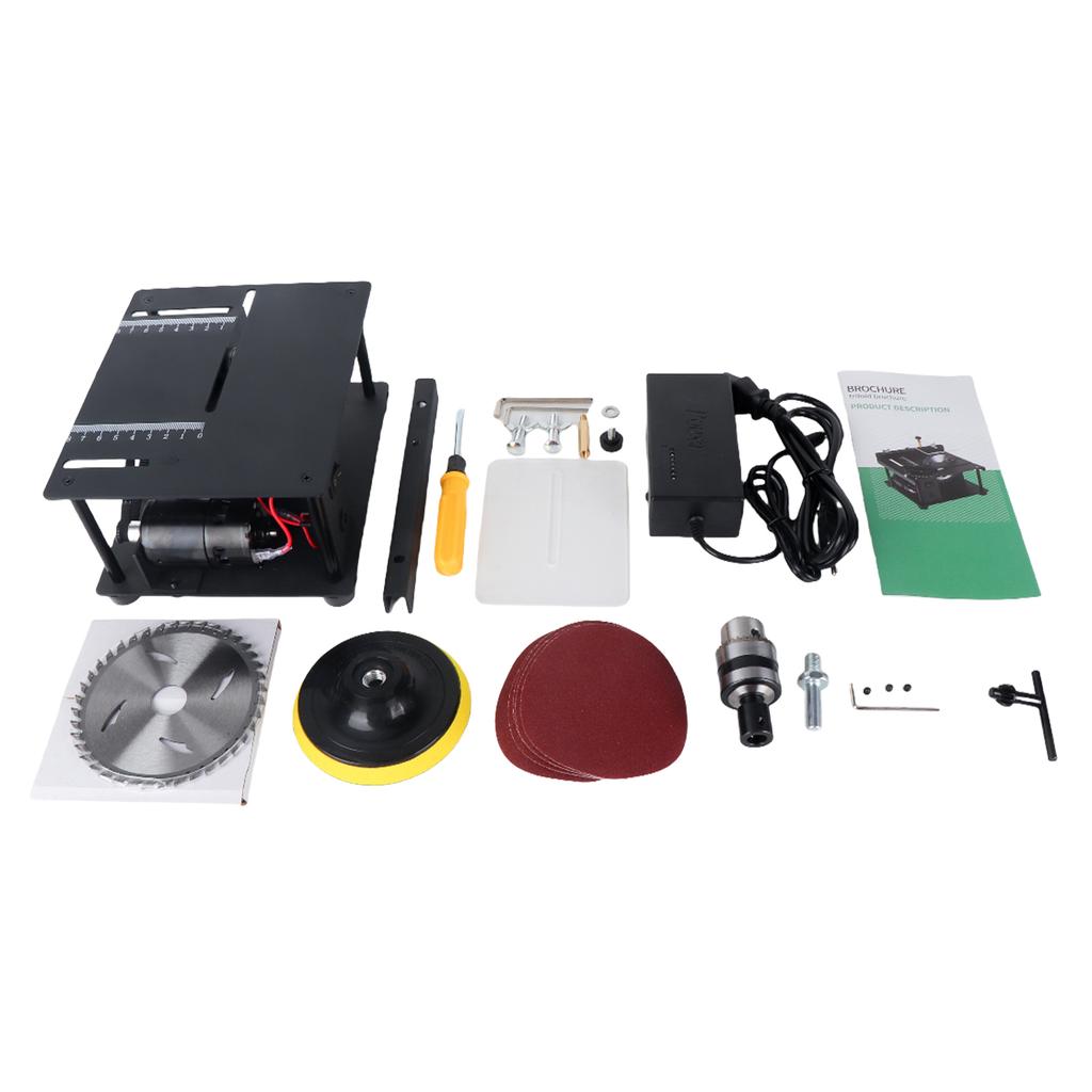 Multi Functional Table Saw Mini Desktop Saw Cutter Electric Cutting Machine with Saw Blade Grinding Wheel Adjustable