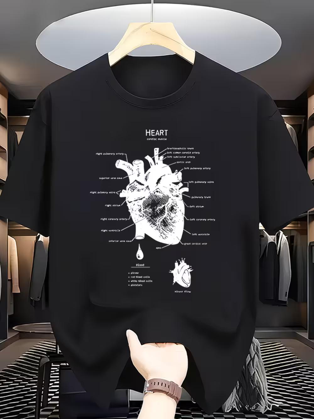 Heart Anatomy Graphic Print T-Shirt M