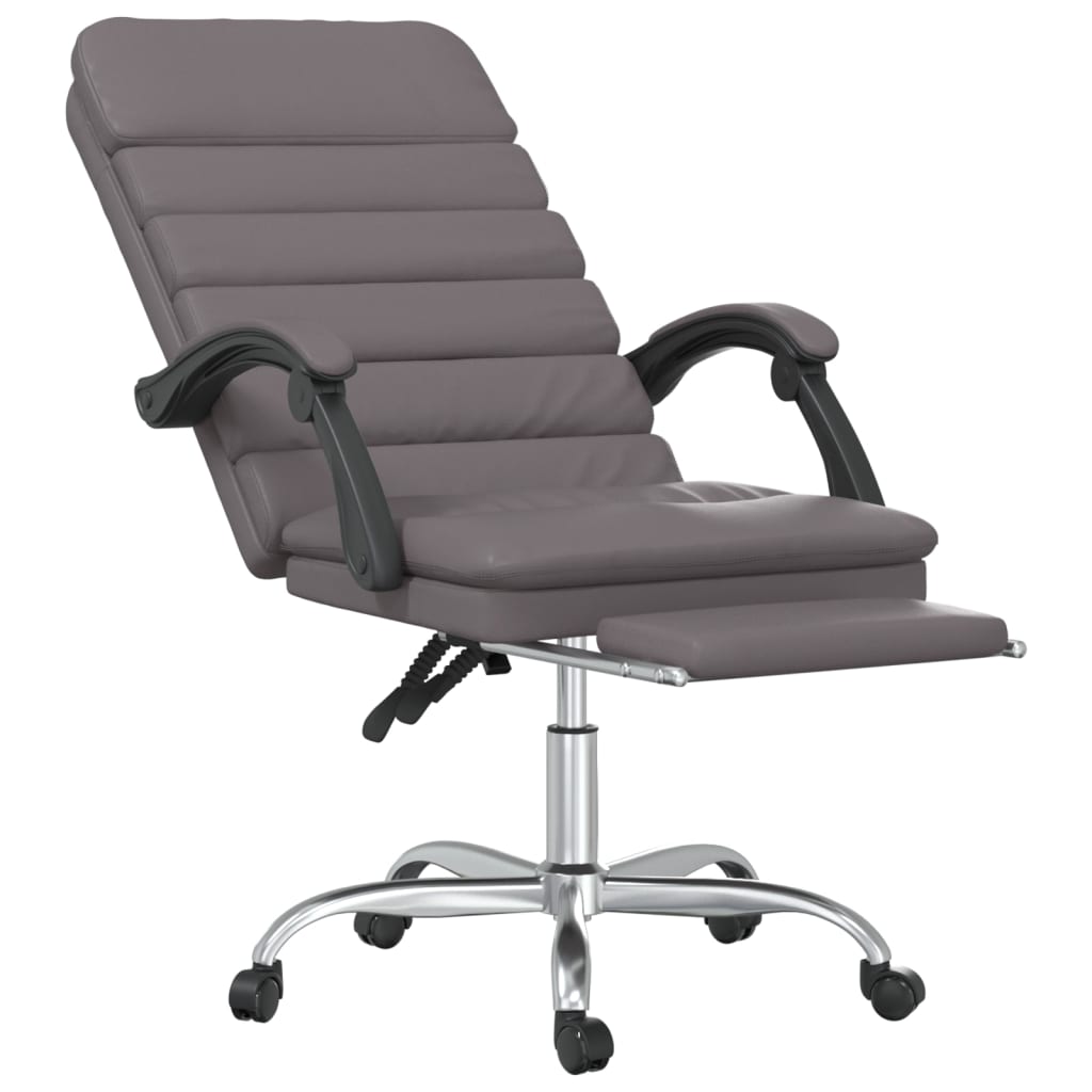 Massage Office Chair with Reclining Function Gray Artificial Leather